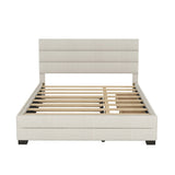 Queen Upholstered Platform Bed With Twin Trundle And Storage Drawers - Omega Lifestyles