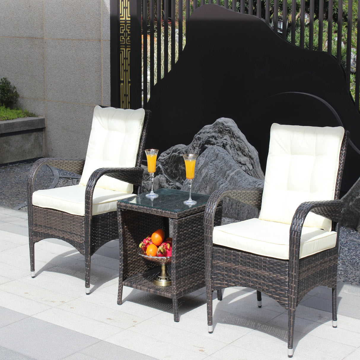3-Piece Brown Rattan Outdoor Patio Furniture Set - Omega Lifestyles