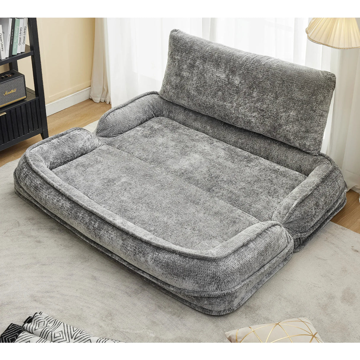 Medium-Soft Adjustable Loveseat Lazy Sofa With Chenille Upholstery - Omega Lifestyles