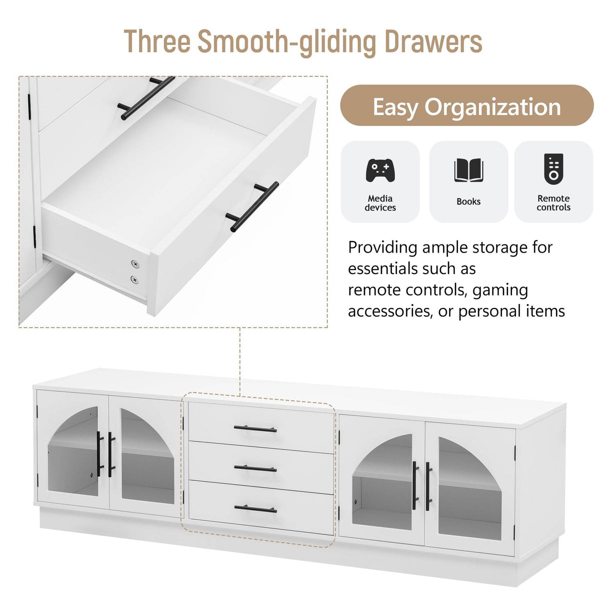 Modern Minimalist White MDF TV Stand With Storage - Sleep Galleria