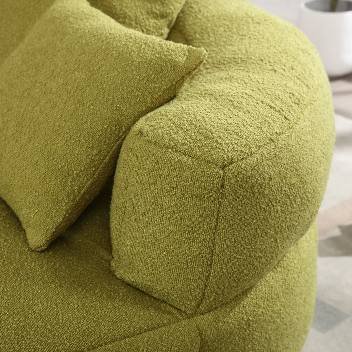Modern Chenille Circular Sponge Sofa With Throw Pillows - Omega Lifestyles