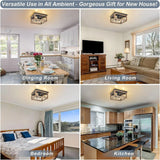 Farmhouse 4-Light Wood Metal Flush Mount Lighting - Omega Lifestyles