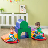 7-Piece Toddler Foam Climber Playset With Tunnel Ramp - Omega Lifestyles