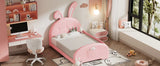 Twin Upholstered Rabbit-Shape Princess Platform Bed - Omega Lifestyles