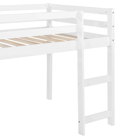 Twin Solid Wood Loft Bed With Ladder And Slide - Omega Lifestyles