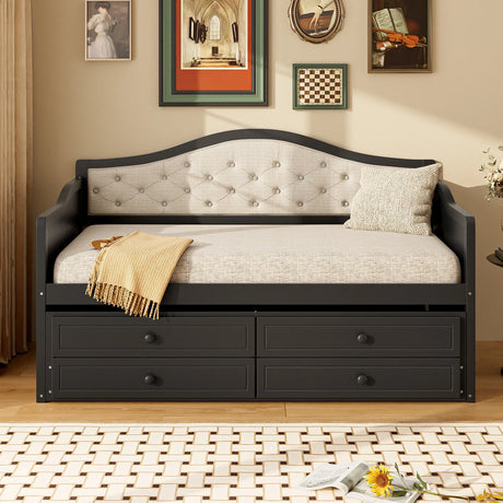 Twin Daybed With Pull-Out Trundle And Storage Drawers - Omega Lifestyles