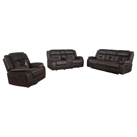 Brown Upholstered 3-Piece Manual Reclining Living Room Set - Omega Lifestyles