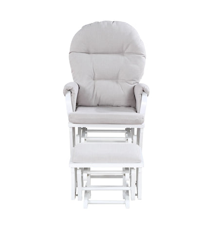 Madison Solid Wood White Glider Chair With Ottoman - Omega Lifestyles
