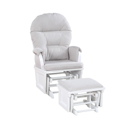 Madison Solid Wood White Glider Chair With Ottoman - Omega Lifestyles