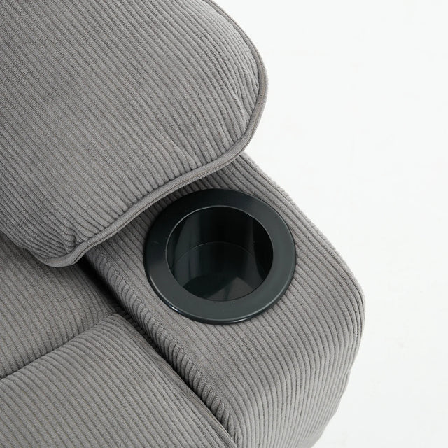 Medium-Firm Corduroy Remote-Controlled Heating Massage Recliner - Omega Lifestyles