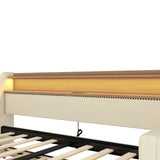 Twin PU Leather Daybed With Trundle Charging Station LED Light - Omega Lifestyles