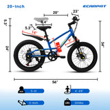 20-Inch Blue Steel Frame Kids Bike With 7-Speed Suspension - Omega Lifestyles