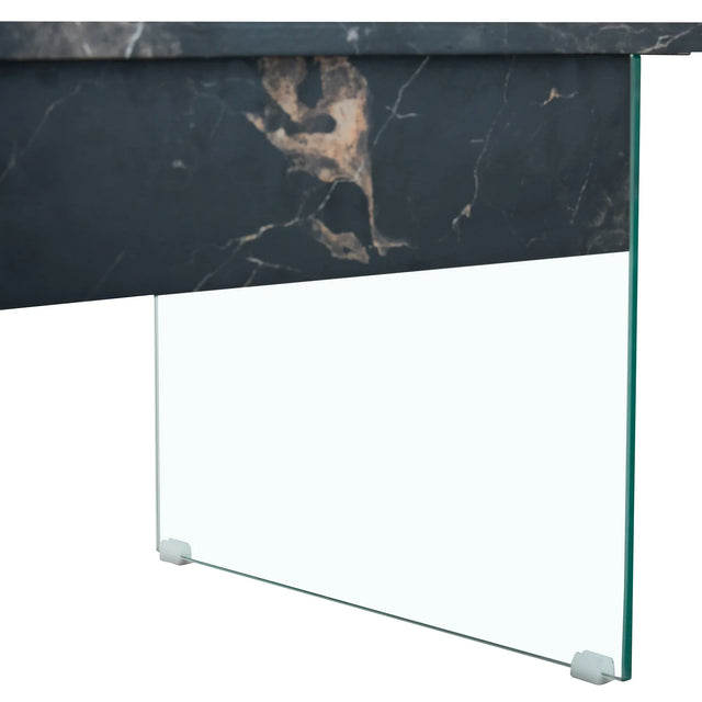 Lift-Top Coffee Table With Storage Black Marble Glass - Omega Lifestyles