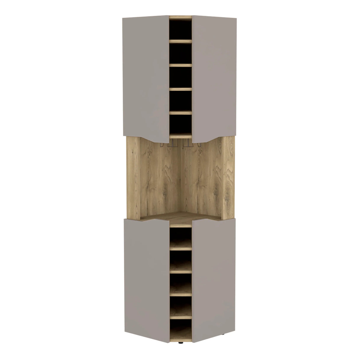 Modern Corner Bar Cabinet With Ten Built-In Wine Rack - Omega Lifestyles