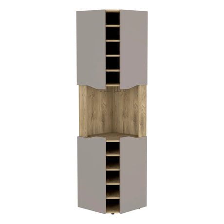Modern Corner Bar Cabinet With Ten Built-In Wine Rack - Omega Lifestyles
