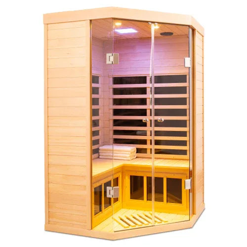 Far Infrared Carbon Crystal Pentagonal Solid Wood Sauna - Omega Lifestyles