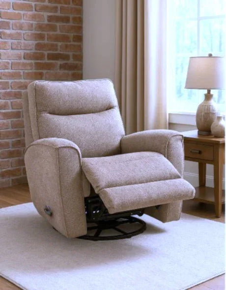 Manual Swivel Chenille Fabric Recliner With Chrome Lever - Omega Lifestyles