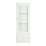 Modern Upholstered Glass Display Cabinet With Adjustable LED Light - Omega Lifestyles