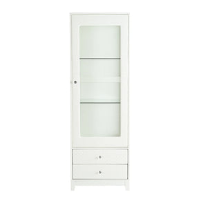 Modern Upholstered Glass Display Cabinet With Adjustable LED Light - Omega Lifestyles