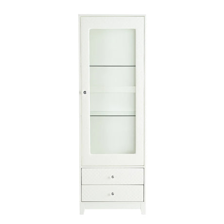 Modern Upholstered Glass Display Cabinet With Adjustable LED Light - Omega Lifestyles