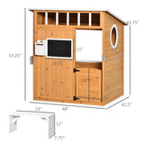 Kids Outdoor Wooden Playhouse With Door Windows Mailbox Bench - Omega Lifestyles