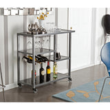 Gunmetal Gray Metal Bar Cart With Locking Casters - Omega Lifestyles