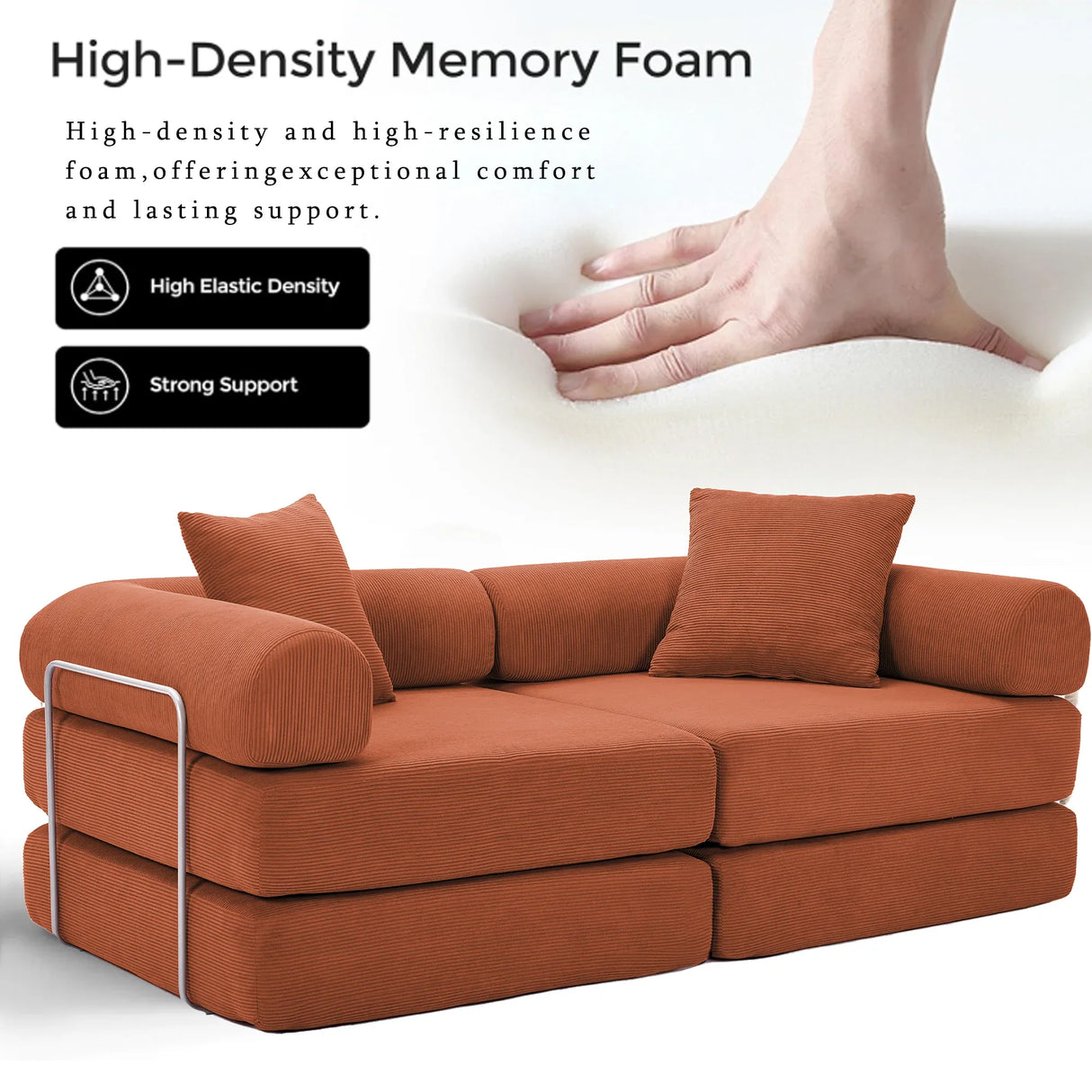 Modular Folding Convertible Corduroy Sofa Bed - Omega Lifestyles