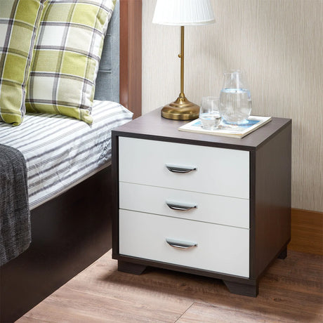 Contemporary White And Black MDF Accent Nightstand - Omega Lifestyles