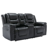 2-Seater Manual PU Leather Recliner Chair With Storage - Omega Lifestyles