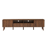 Modern Walnut 78-Inch TV Stand With Cable Management - Omega Lifestyles