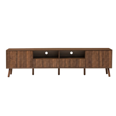 Modern Walnut 78-Inch TV Stand With Cable Management - Omega Lifestyles