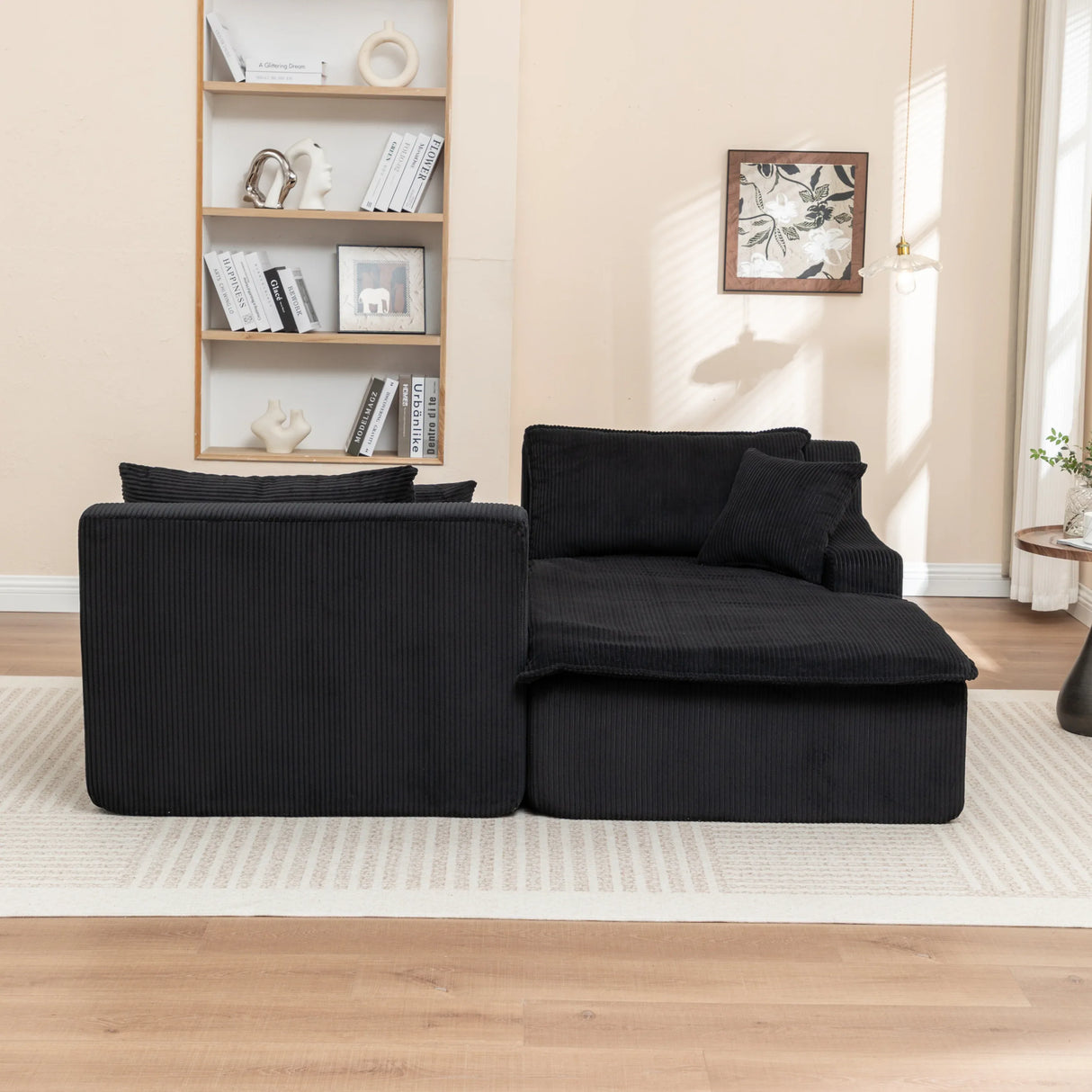 Corduroy Foam Upholstered Chaise Lounge Sleeper Chair - Omega Lifestyles