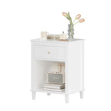 White MDF Kids Wooden Nightstand With Drawer Shelf - Omega Lifestyles