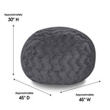 4-Foot Gray Faux Fur Memory Foam Bean Bag Chair - Omega Lifestyles