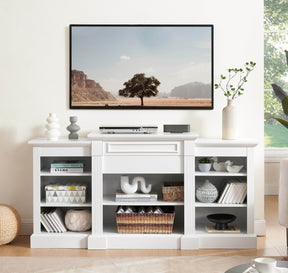 White MDF Adjustable Shelf Media Console Cabinet - Omega Lifestyles
