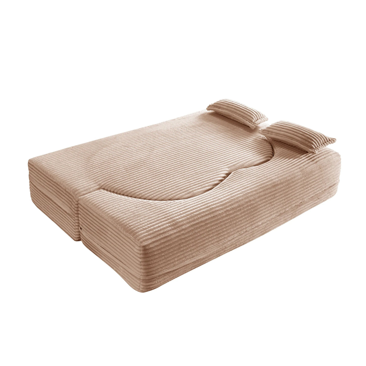 Full Size Plush Corduroy Foam Folding Sleeper Sofa Bed With Pillows - Omega Lifestyles