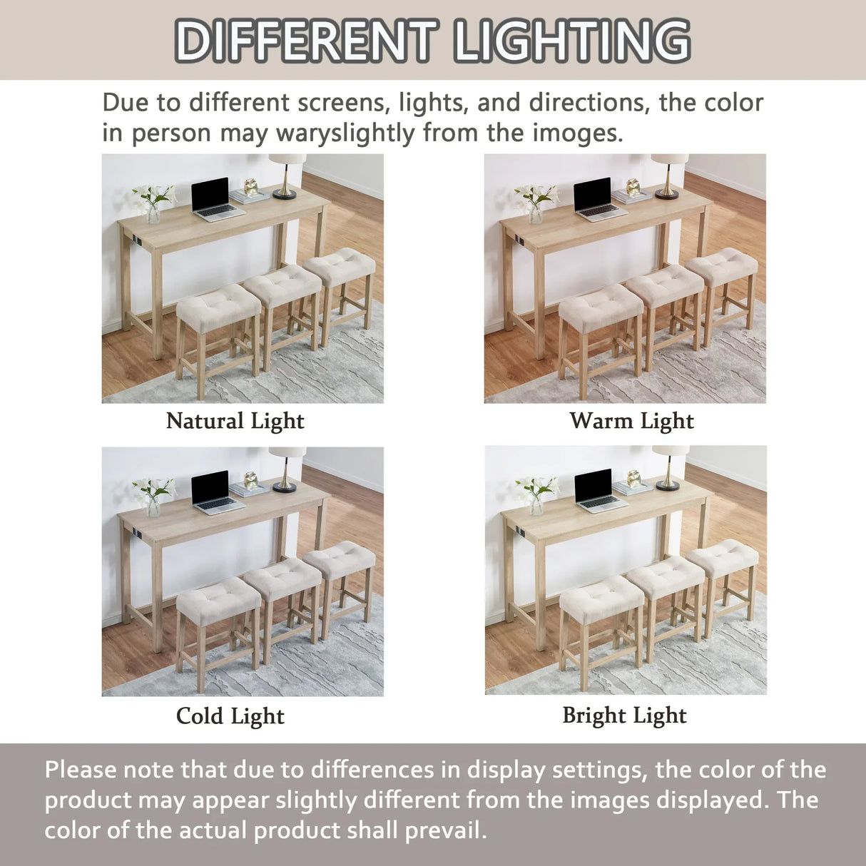 4-Piece Light Oak Bar Table Set With Power Outlet - Omega Lifestyles