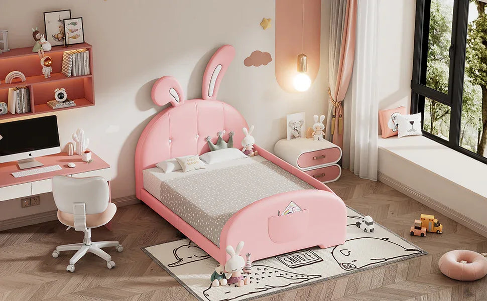 Twin Upholstered Rabbit-Shape Princess Platform Bed - Omega Lifestyles