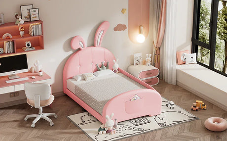 Twin Upholstered Rabbit-Shape Princess Platform Bed - Omega Lifestyles