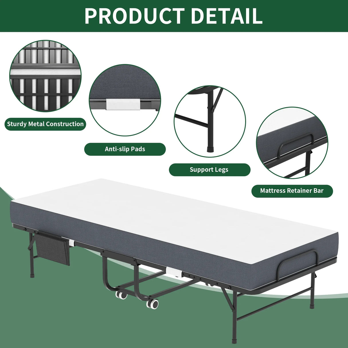 Twin Medium 5-Inch Memory Foam Folding Bed Frame - Omega Lifestyles