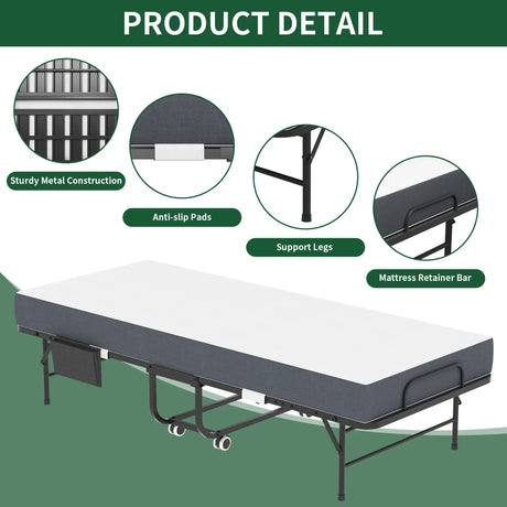 Twin Medium 5-Inch Memory Foam Folding Bed Frame - Omega Lifestyles