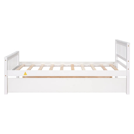 Twin Platform Bed Frame With Pull-Out Trundle - Omega Lifestyles