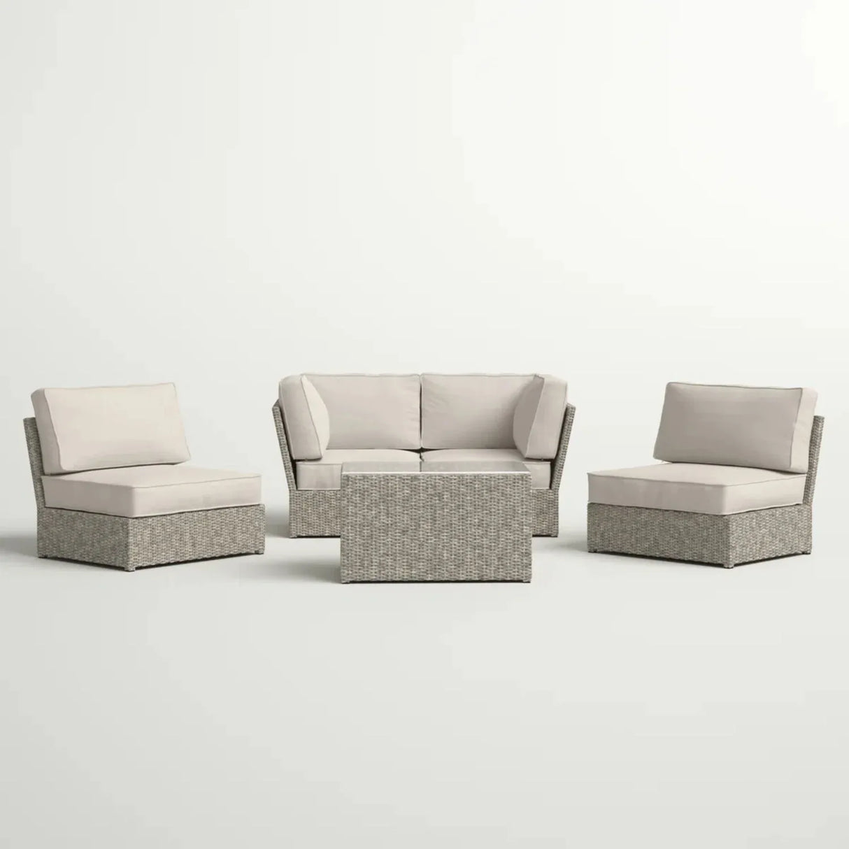 Modular 5-Piece Weather-Resistant Wicker Patio Seating Set - Omega Lifestyles