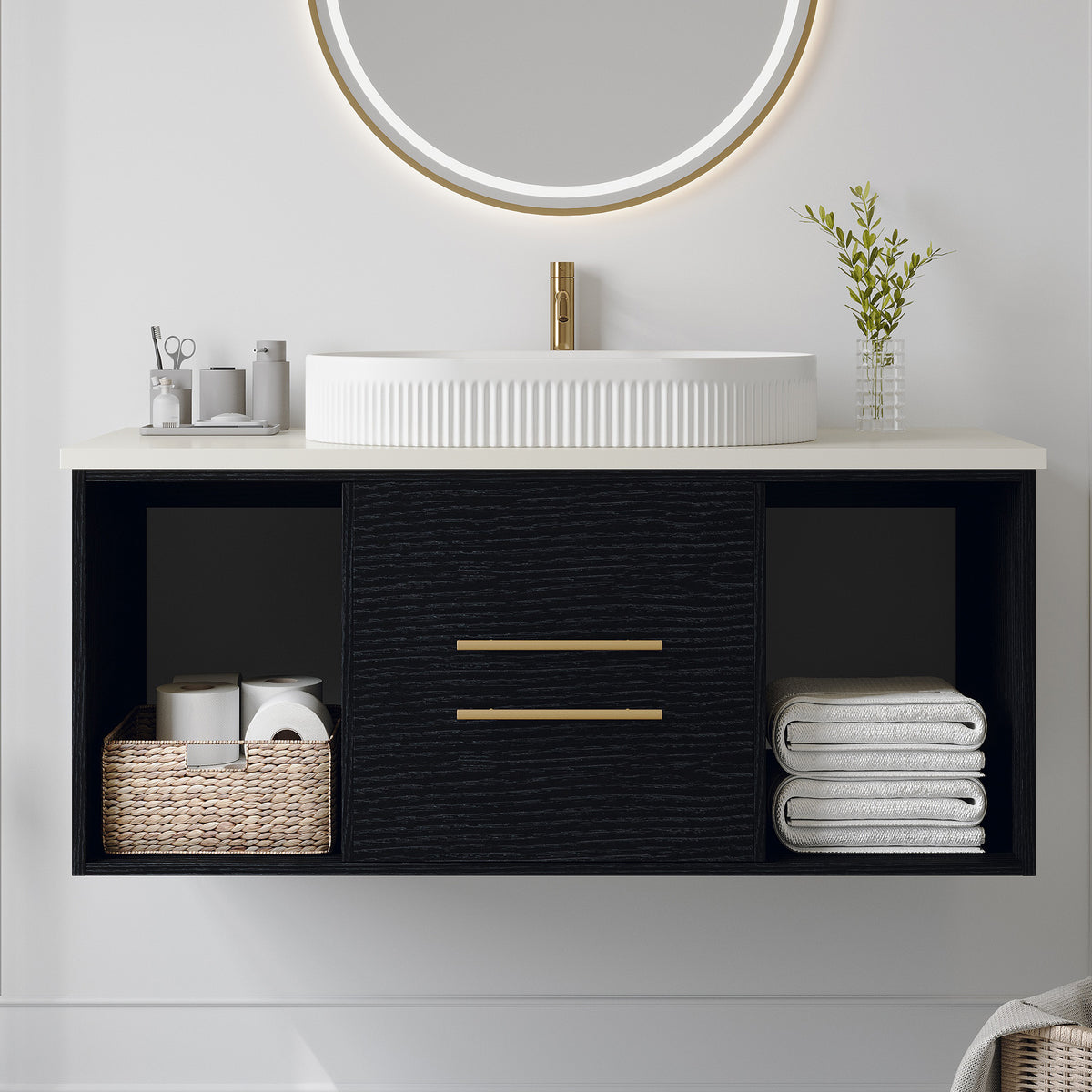 Modern 40-Inch Wall-Mounted Floating Bathroom Vanity