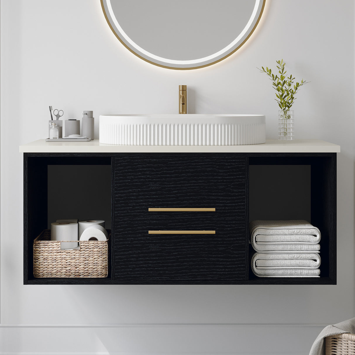 Modern 40-Inch Wall-Mounted Floating Bathroom Vanity