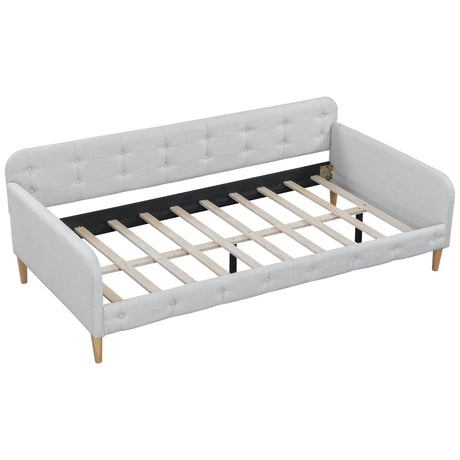 Twin Upholstered Linen Fabric Daybed With Wood Frame - Omega Lifestyles