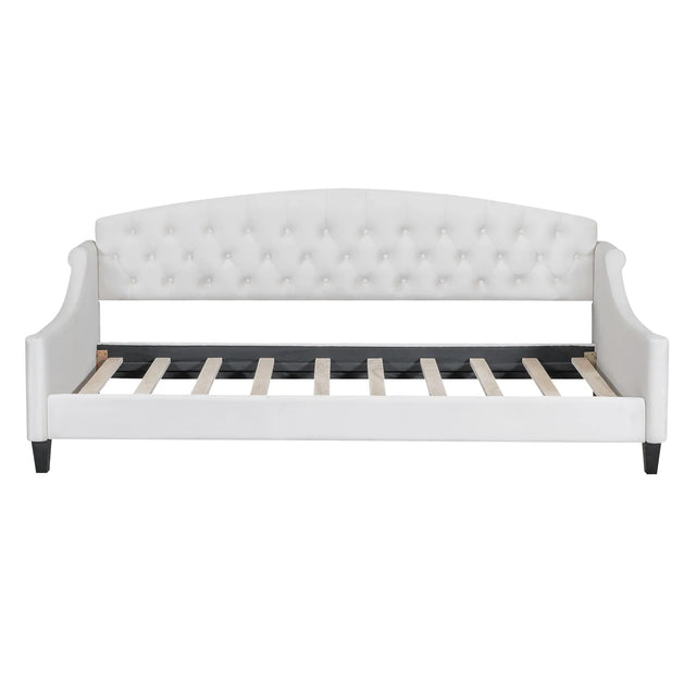 Twin Modern Velvet Upholstered Tufted Button Daybed - Omega Lifestyles