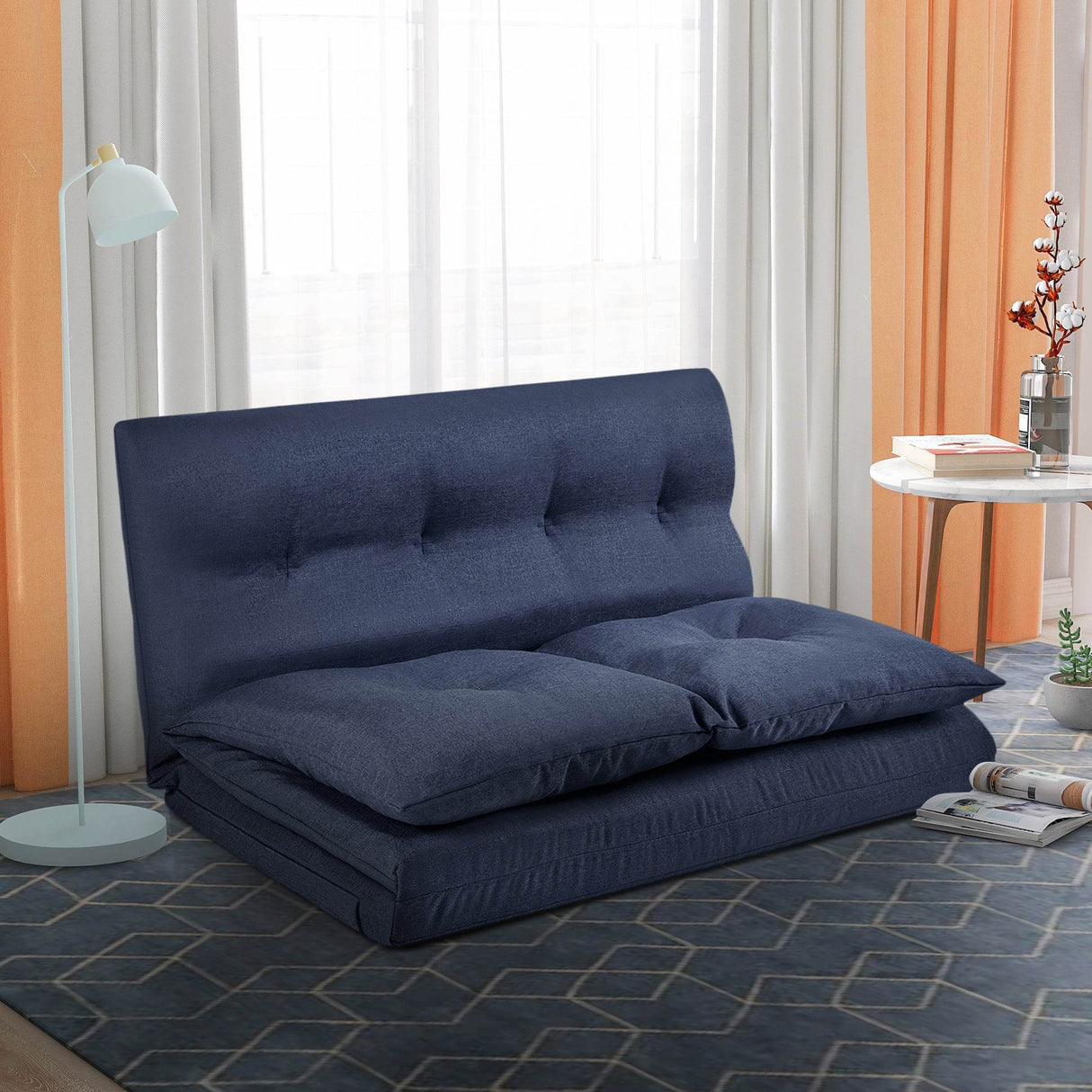 Navy Blue Multi-Functional Adjustable Floor Sofa Chaise Lounge - Omega Lifestyles