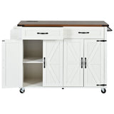Farmhouse Style Rolling Kitchen Island With Power Outlet - Omega Lifestyles
