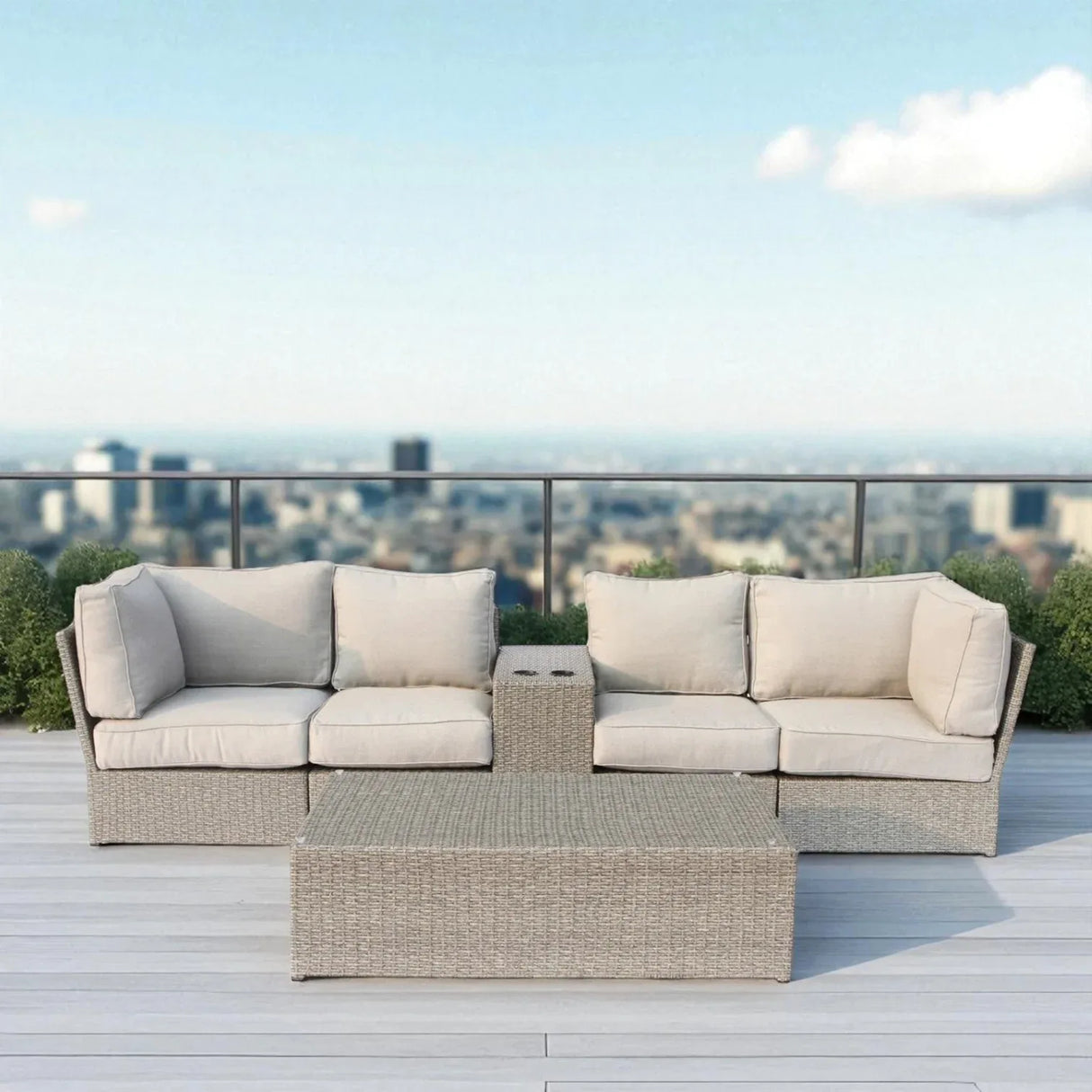4-Seat Outdoor Weather-Resistant Wicker Conversation Set - Omega Lifestyles